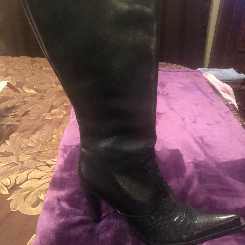 Women’s Tall leather & snakeskin boots.